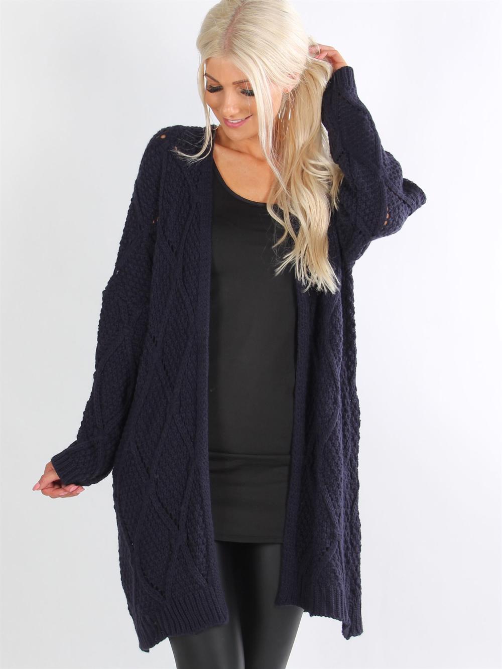 Merit - Armygrøn strikcardigan med harlekin mønster